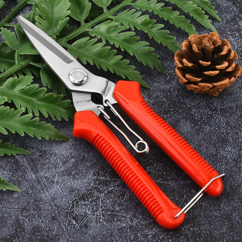 190mm Straight Head Pruning Shears Non-slip Handlestainless Steel Outils Manuels Household Bonsai Garden Scissors Pruing JJ2842