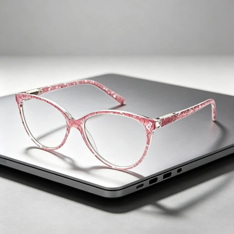 Coloured PC Large-Frame High-Definition Blue Light-Blocking Glasses Stylish Cat-Eye Computer Protection Non-Prescription Eyewear