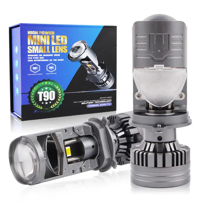 120W T90 H4 Bi LED Projector Headlight with Halo Laser Lens High Low Beam Super Bright Car LED Headlamp Retrofit Front Lamp 12V