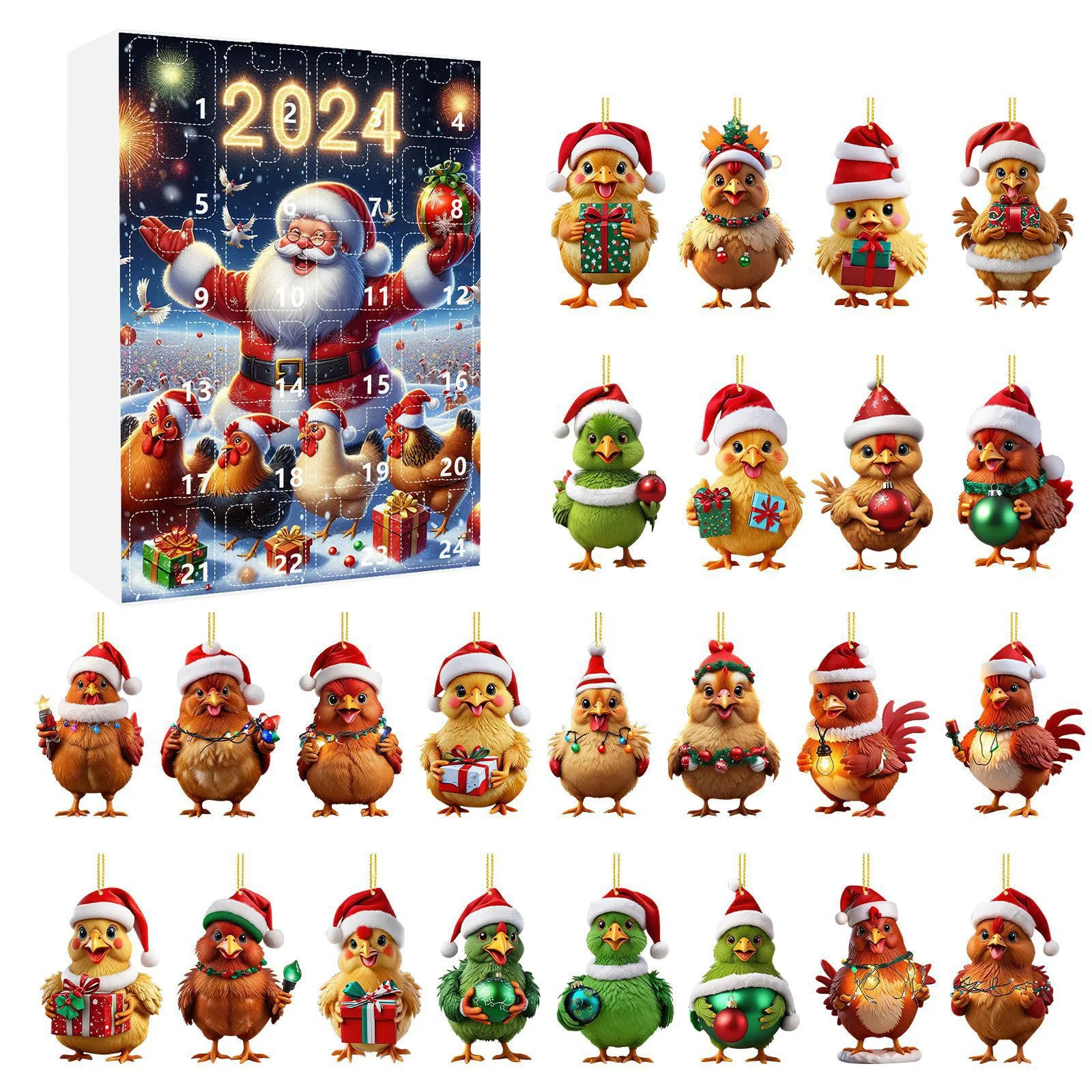 Home Decor 2024 Holiday Advent Calendar Advent Calendar Collectible 2d Funny Animal Set Commemorative Collectible Home Decor