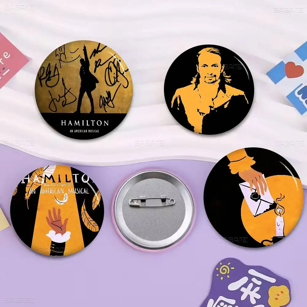 American Musical Hamilton Round Button Pins Slogan Creative Brooches Backpack Clothes Decoration Fashion Cartoon Jewelry Gifts