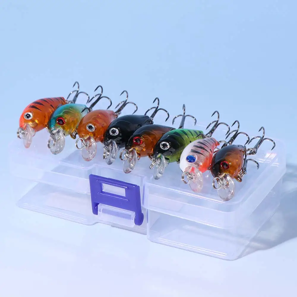 

8Pcs/Box Floating Fishing Lure Mini Size Micro Hard Bait Artificial Bait Wobblers Swing Action Topwater Fishing Bait Fishing