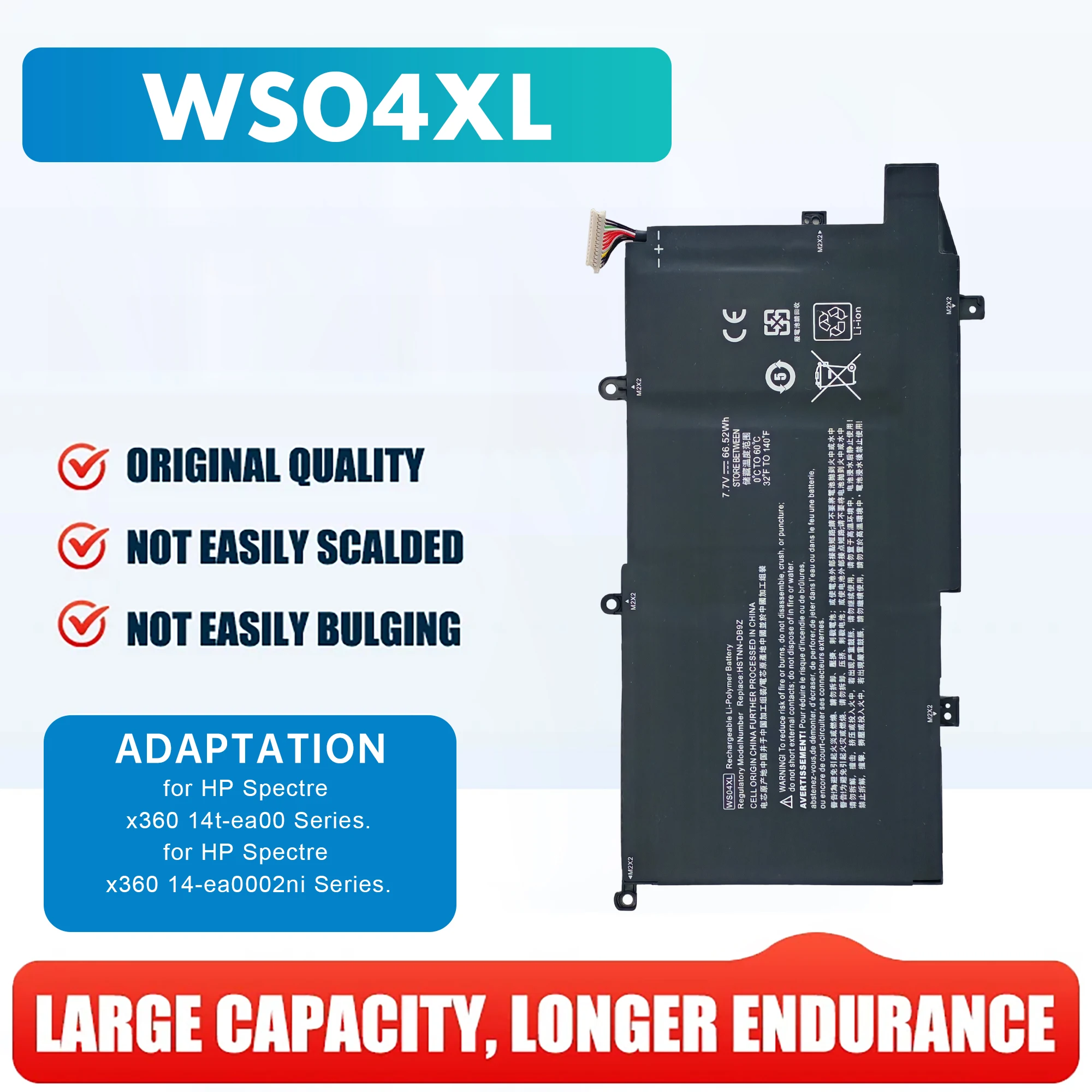 

WS04XL Laptop Battery for HP Spectre X360 14-EA 14T-EA000 14-EA0007NA 14-EA0002NI 14-EA0003NS L97352-2D1 L97357-005