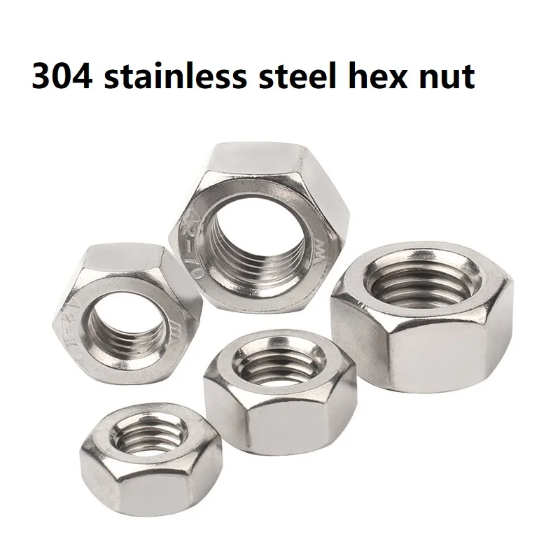 High Quality Nuts M2 M2.5 M3 M4 M5 M6 Standard thread Hex locking Nut 304 Stainless Steel DIN934 Metric Hexagon Hex Nuts