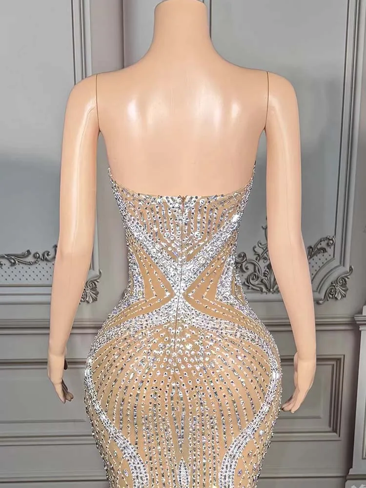 High Quality Hot Stamping Sexy Chest Wrapped Mesh Dress 2025 New Fashion Custom Women'S Clothing