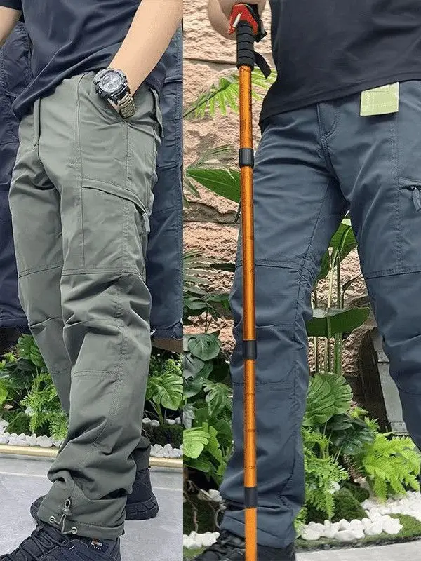 

Men's Fce Lined Windproof Outdoor Work Trousers Spring Autumn Straight Leg Casual Pants Warm Waterproof Multiple kets L...