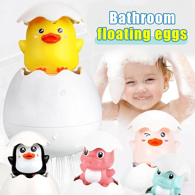

Baby Bathroom Bath Toy Little Yellow Duck Shower Head Kidsren's Bath Play Penguin Dinosaur Floating Spray Egg Water Bathtub Toy