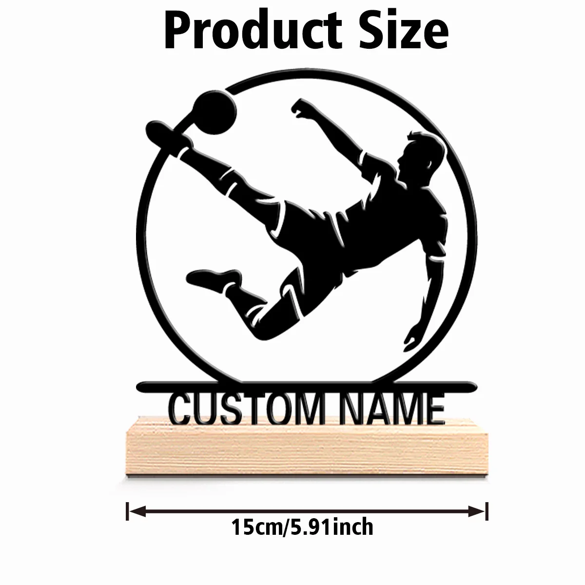 1pc Terror Personalized Custom football Metal Statues Wooden Base Desk Decor for Clock Collectors Vintage Gothic Office Themes