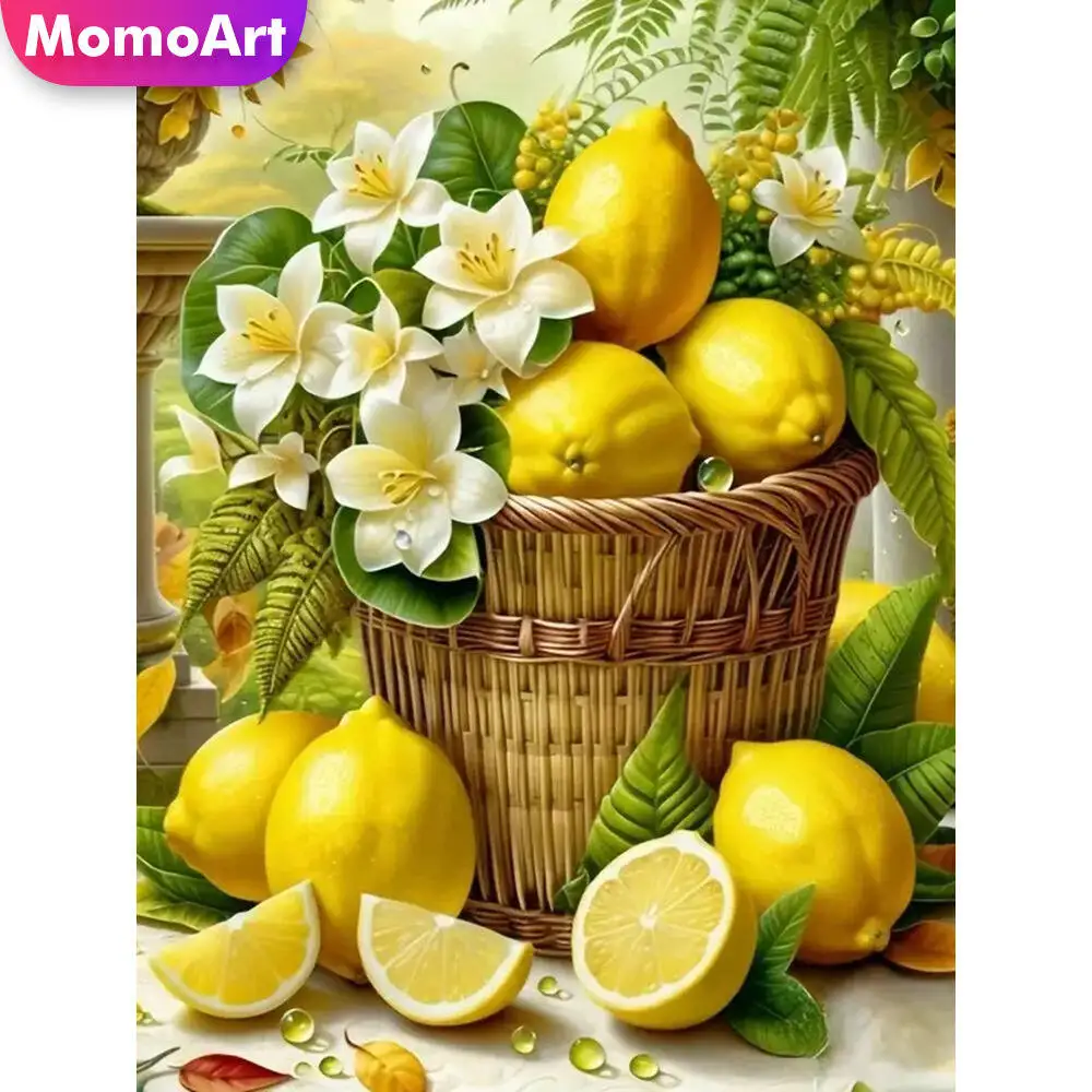 Momoart New Arrival Diamond Embroidery Lemon Fruit Painting Flower DIY Suitable For Beginners Diamond Mosaic Decor For Home
