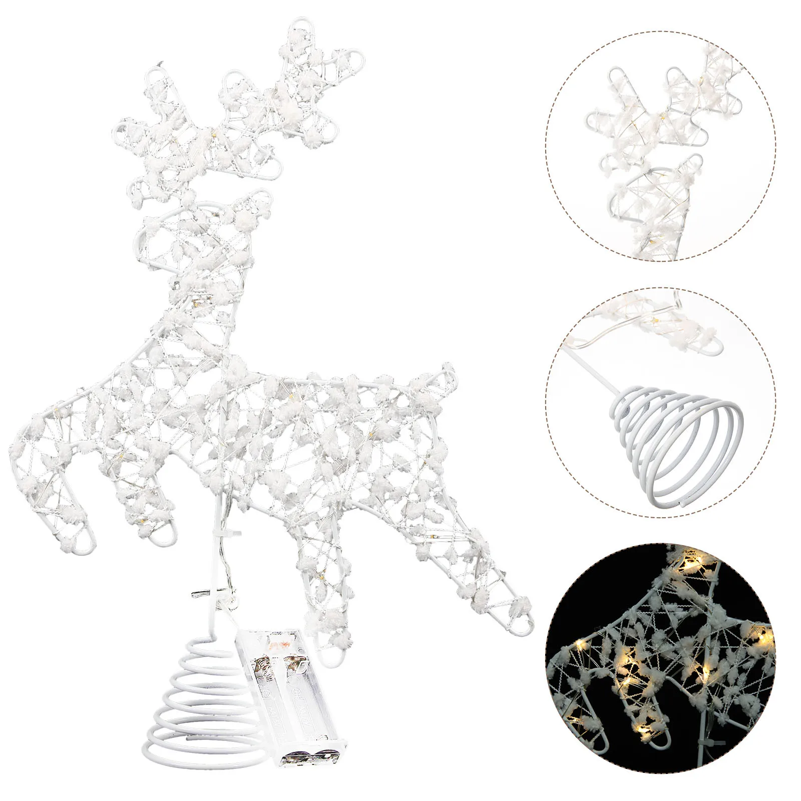 

LED Lights Christmas Tree Top Star Decoration Xmas Topper with Flash Ornament Antler Iron Toppers Decorations Elegant Elk