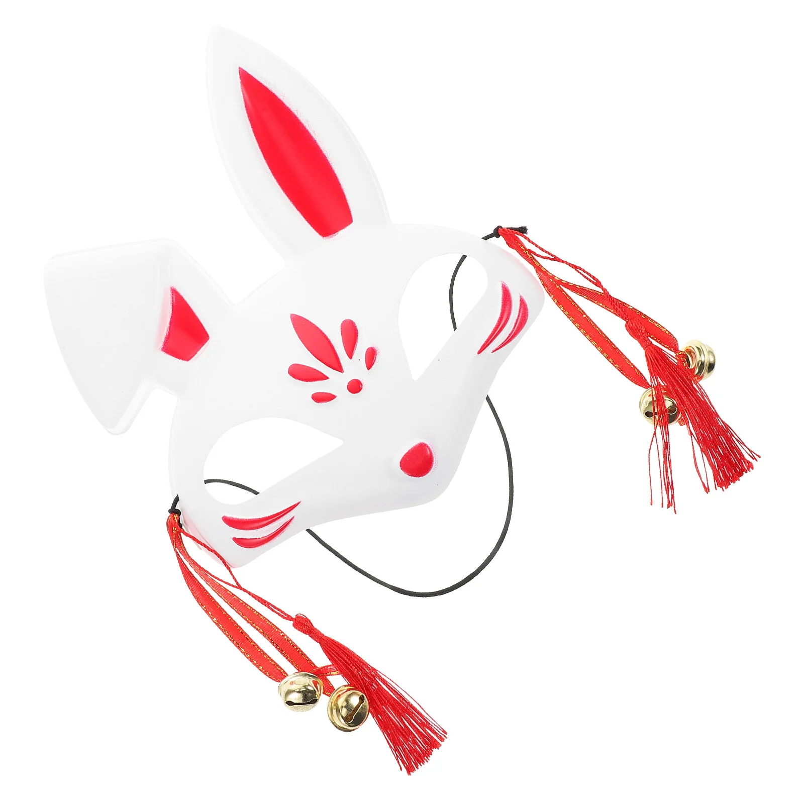 Hase-Halbgesichtsmaske, weißes Kaninchen, Kostümzubehör, Ostern, Party, Kinder, niedlicher Glockenakzent, langlebiges Material, Hasenmaske für Frauen
