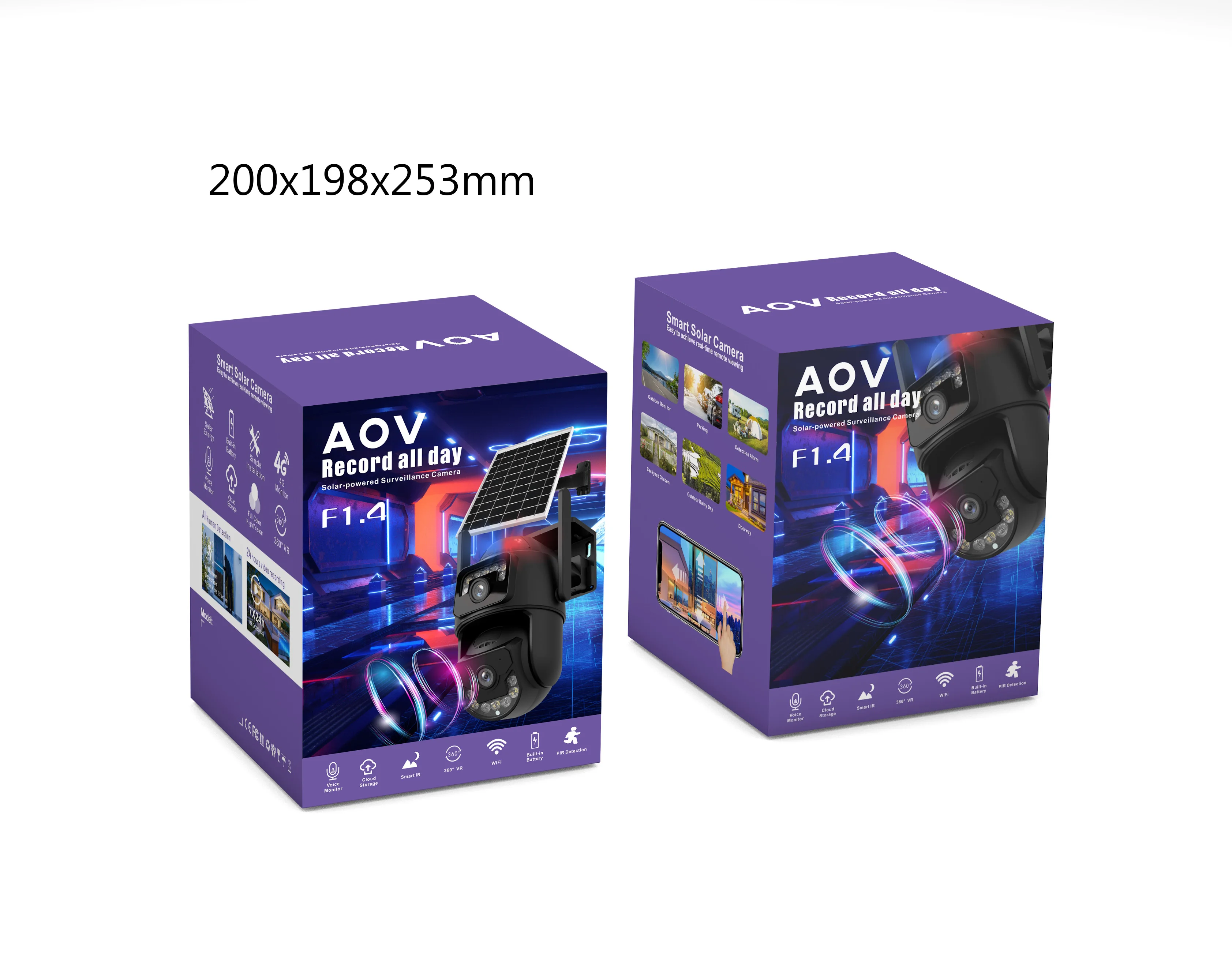 4MP V380pro APP Dual Lens  Full Color  Solar Power  4G/ IP Dome Camera AI Humanoid Detection Home Security CCTV Baby Monitor