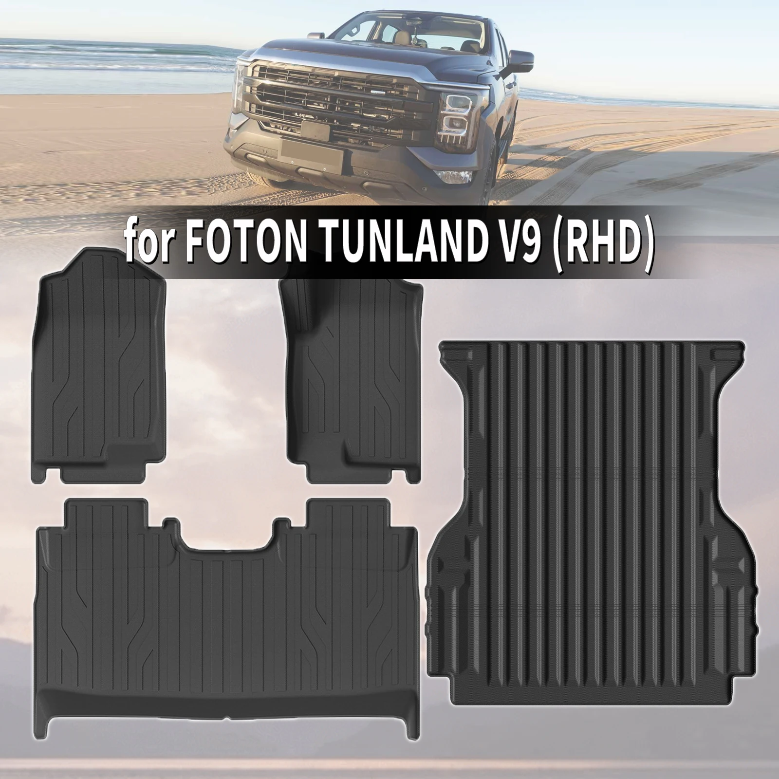 

for FOTON TUNLAND V9 7 9 3D Maxpider Style TPE Floor Mats Full Coverage Heavy Duty All Weather Accessories