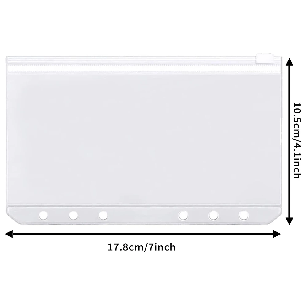 20 Pcs Cash 6 Holes Budget Pockets Zipper Folders for A6 Notebook Accessories
