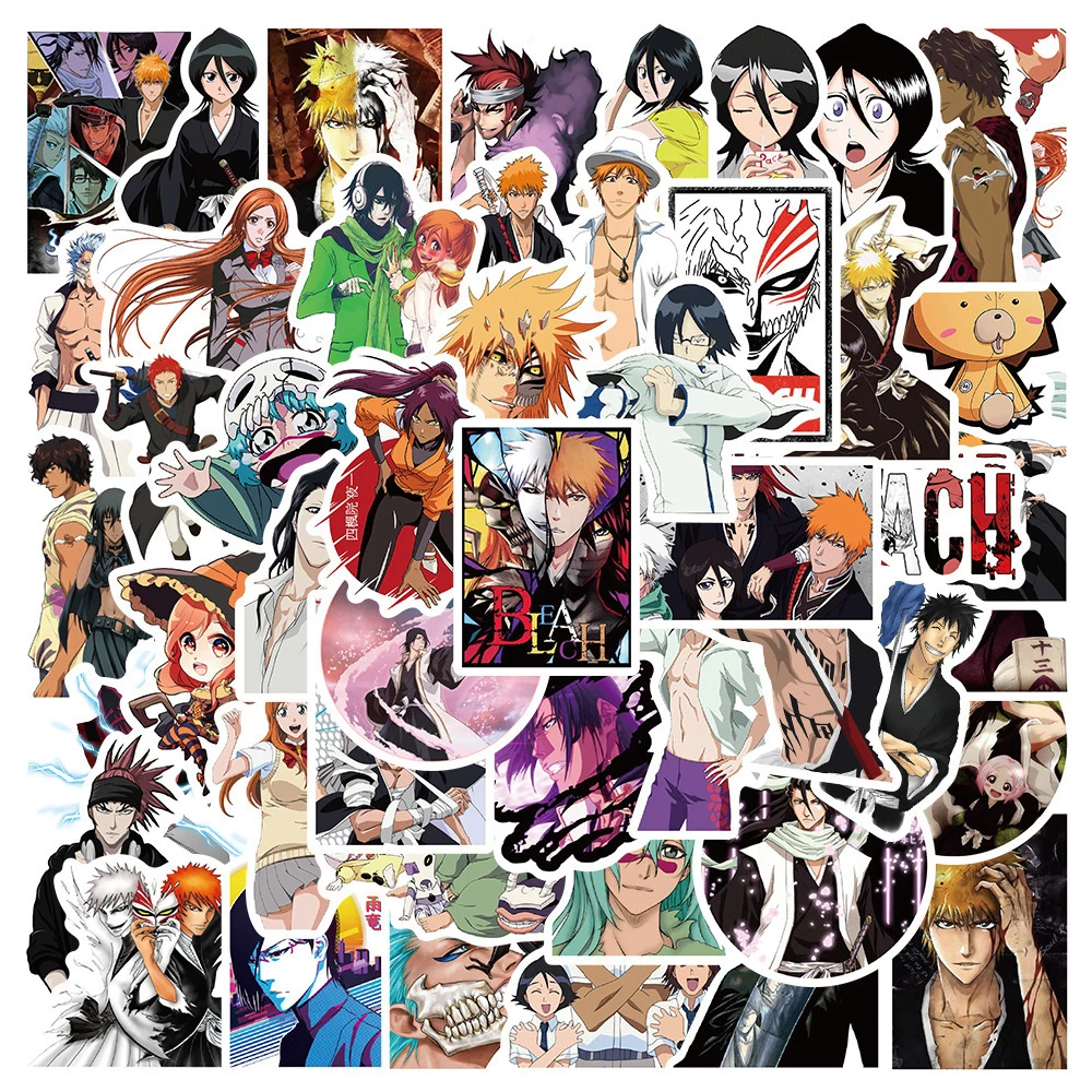 10/30/50pcs Japanese Anime BLEACH Stickers Kurosaki Ichigo Rukia Inoue Decal Phone Skateboard Luggage Cool Magan Cartoon Sticker