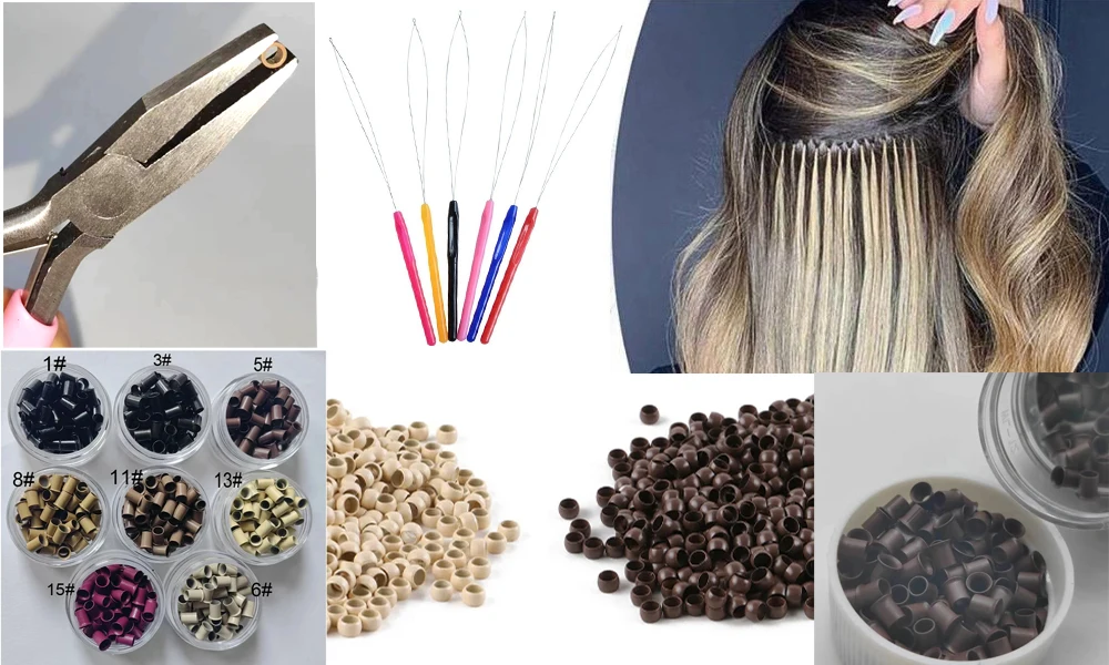 500 Units Flared Copper Micro Beads Hair Extensions 3.2x2.8x4.0mm Micro Ring Bead Caps Hair Extension Beads Rings for Hair