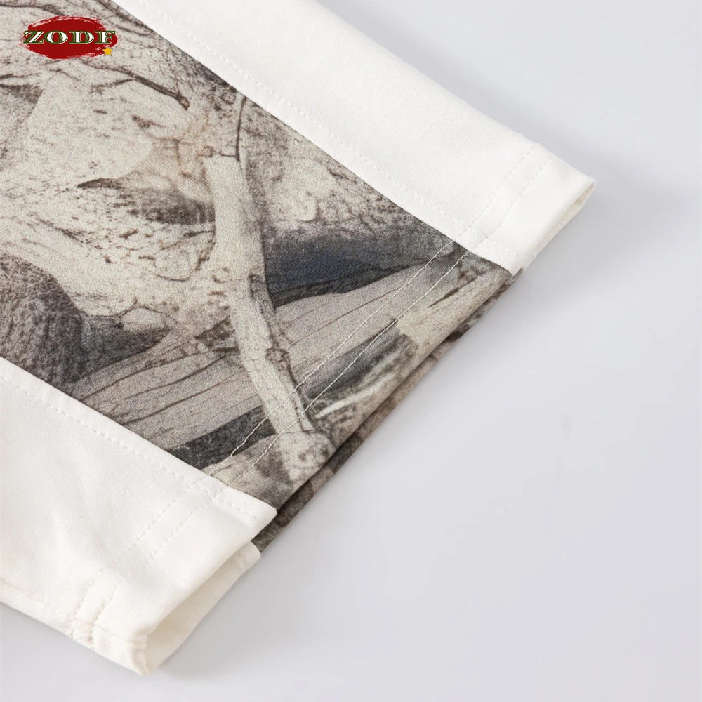 ZODF موضة الصيف رجل 240gsm سريعة الجافة تي شيرت للجنسين فرع التمويه الطباعة المرقعة الرياضة تي شيرت العلامة التجارية تيز HY1175