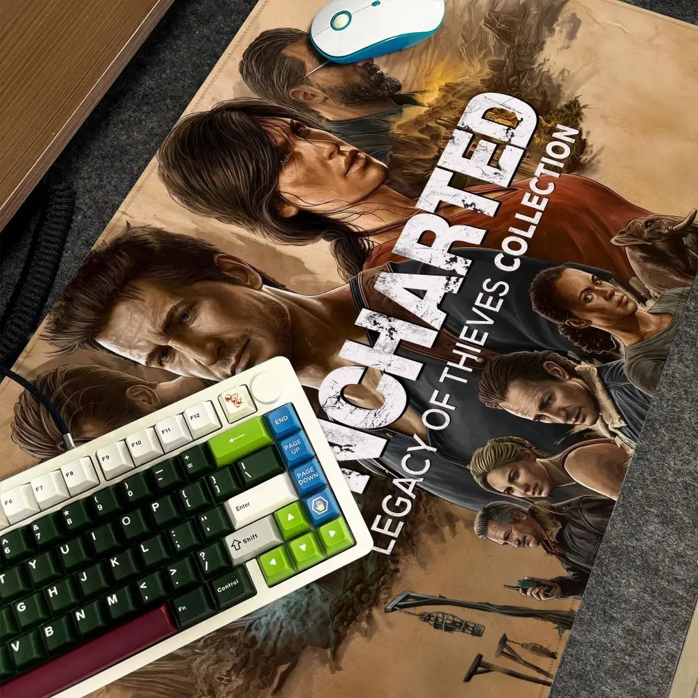

U-Uncharted 4 The Lost Legacy Mouse Pad Xxl Computer Large Size Non-slip Gamer Keyboard 90x40cm Art Design HD Deskmat