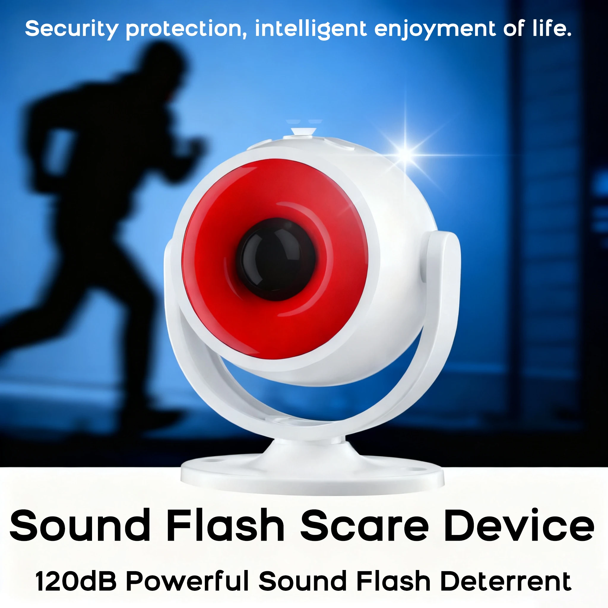 

Wireless PIR Motion Detector Alarm System Animal Deterrent Flash Siren Remote Control Anti-theft and Animal Repelling for Garage