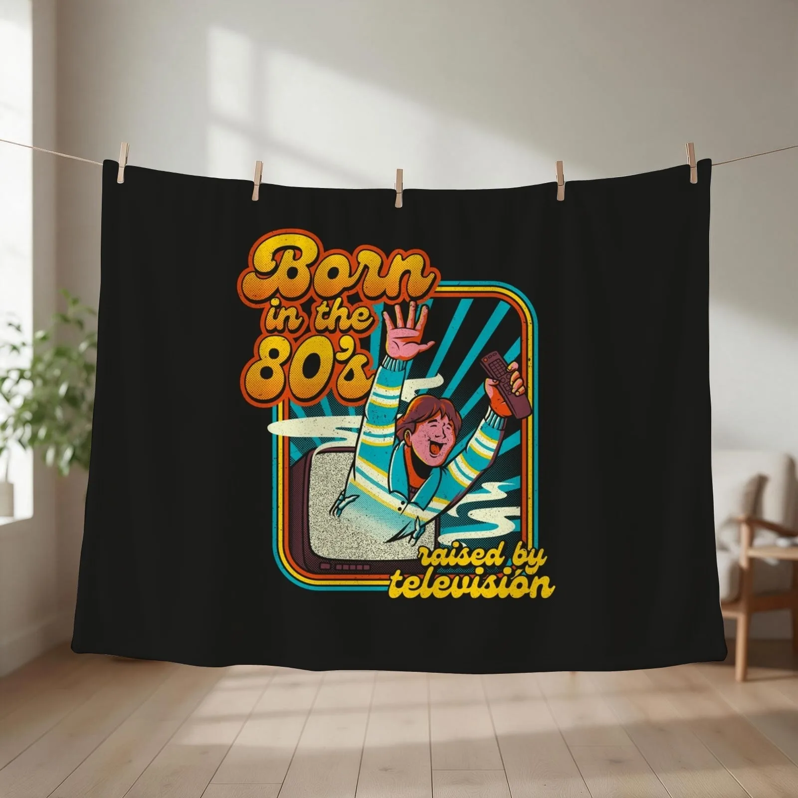 Born In The Eighties by Tobe Fonseca Throw Blanket couch cozy soft plush fuzzy picnic outdoor blanket