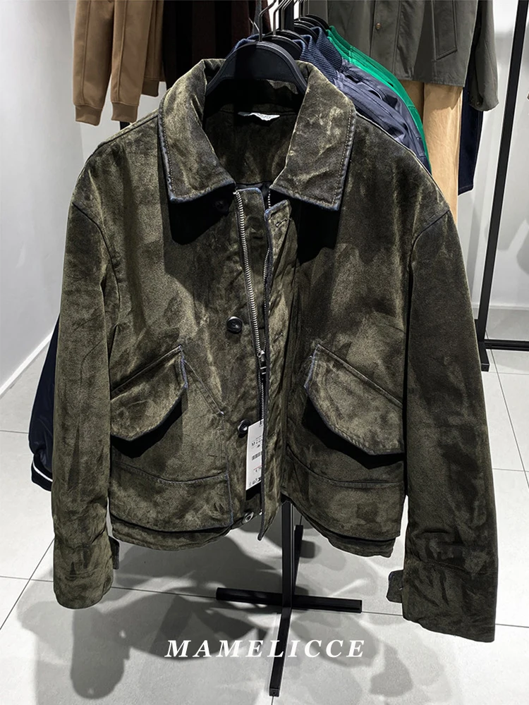 

MAMELICCE, оригинальный дизайн, винтажная потертая куртка, мужская одежда, пальто, армейский зеленый хлопковый костюм, куртки, мужские пальто