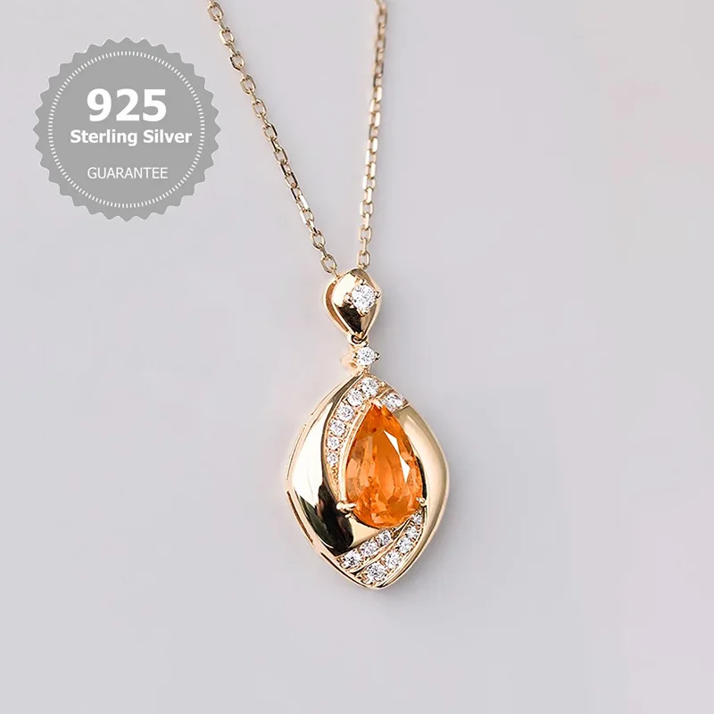 

S925 pure silver zircon pendant necklace for women, dazzling water drop pendant, stunning brilliance, high-end luxury jewelry
