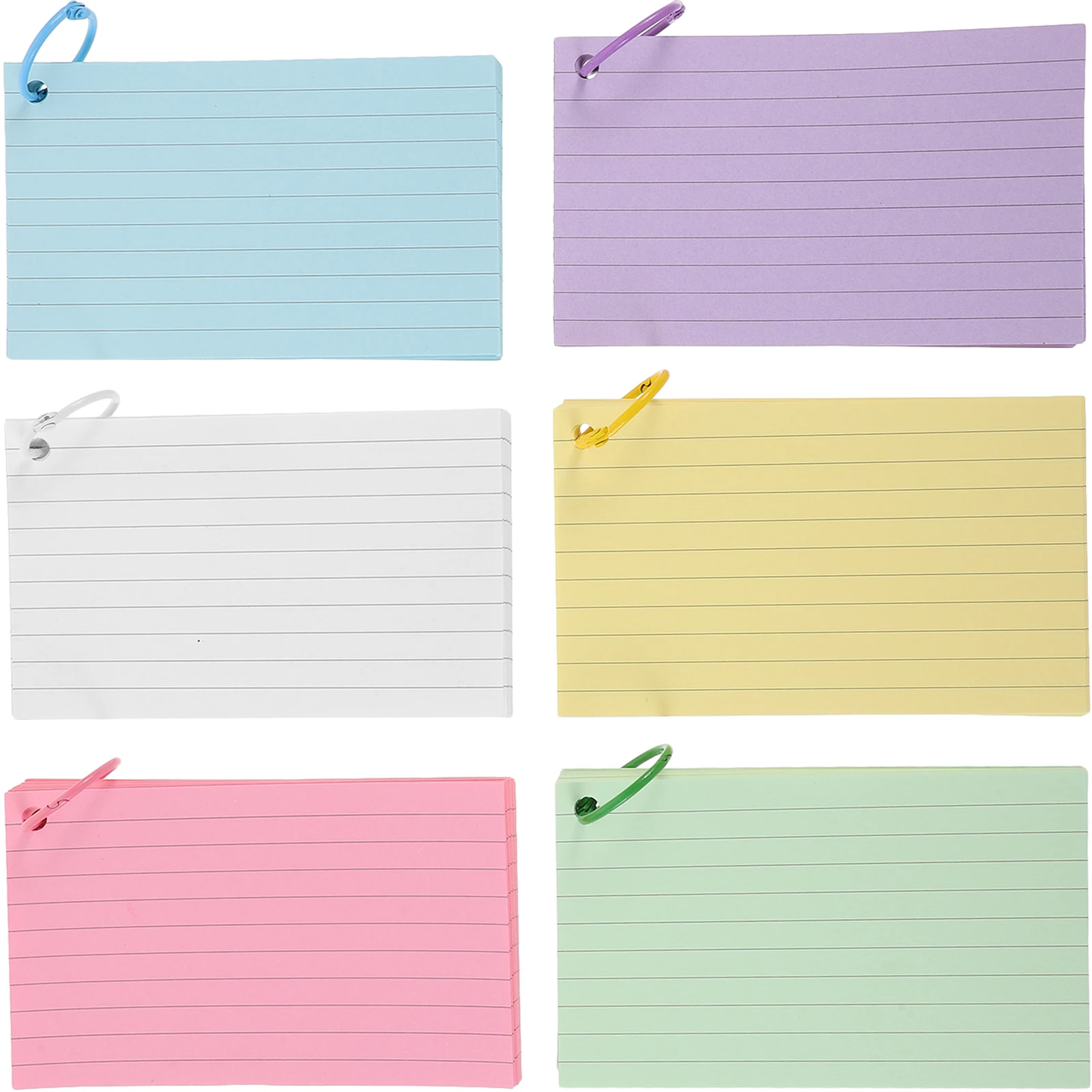 

1 set Pocket Size Blank Flashcards Notepad with Holes Pre-Punched Index Cards Portable Lined Note Cards for Office Study