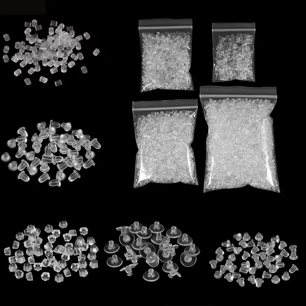 

200-2000pcs Soft Silicone Rubber Earring Back Stoppers for Stud Earrings DIY Earring Findings Accessories Bullet Tube Ear Plugs