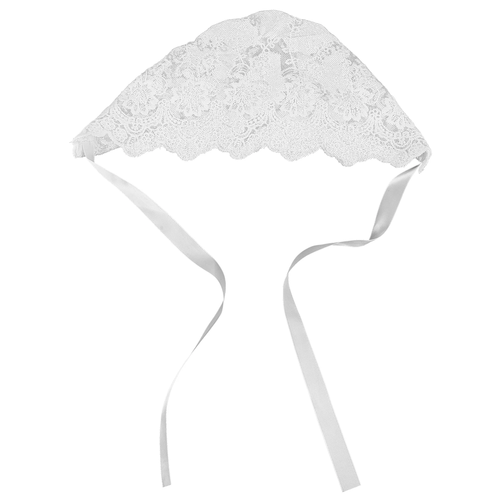 

1pc Lace Cotton Adjustable Bonnet For Spring Summer Floral Design Air Permeable Comfortable Hat White Photo Prop