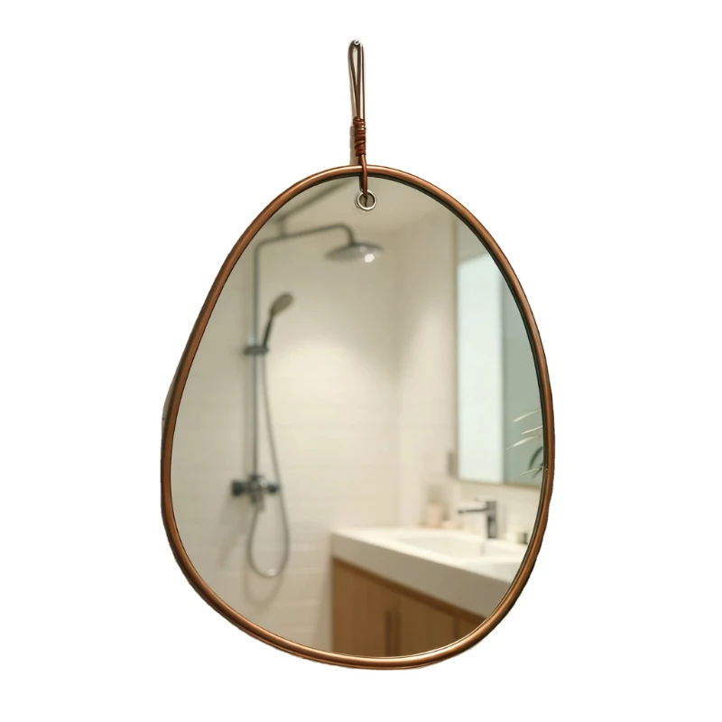 Nordic style wooden frame irregular shape decorative hanging mirror, Nordic style wooden frame irregular shape