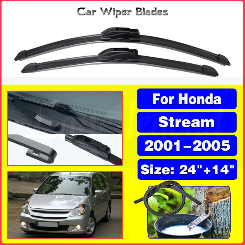 

2pcs For Honda Stream 2001-2005 Front Windshield Wiper Blades Windscreen Window Accessories 2002 2003 2004 24"+14"