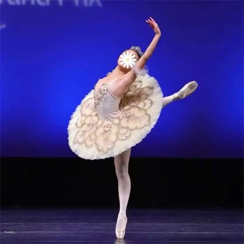 Professional adult children Champagne classical ballet dress plate skirt tutu skirt women's ballet competition dress custom