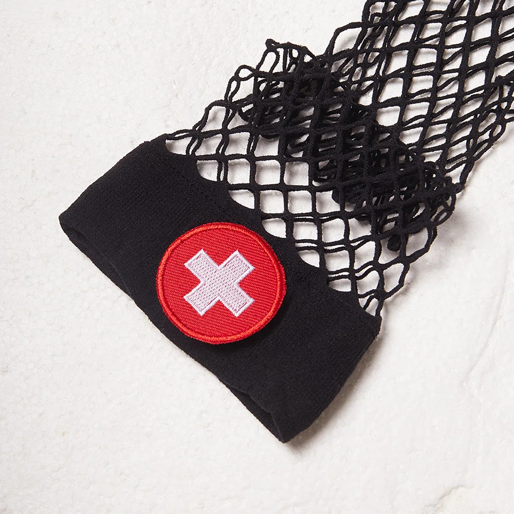 最高品質の女性用セクシーナースコスプレ、網タイツ風ハイソックス