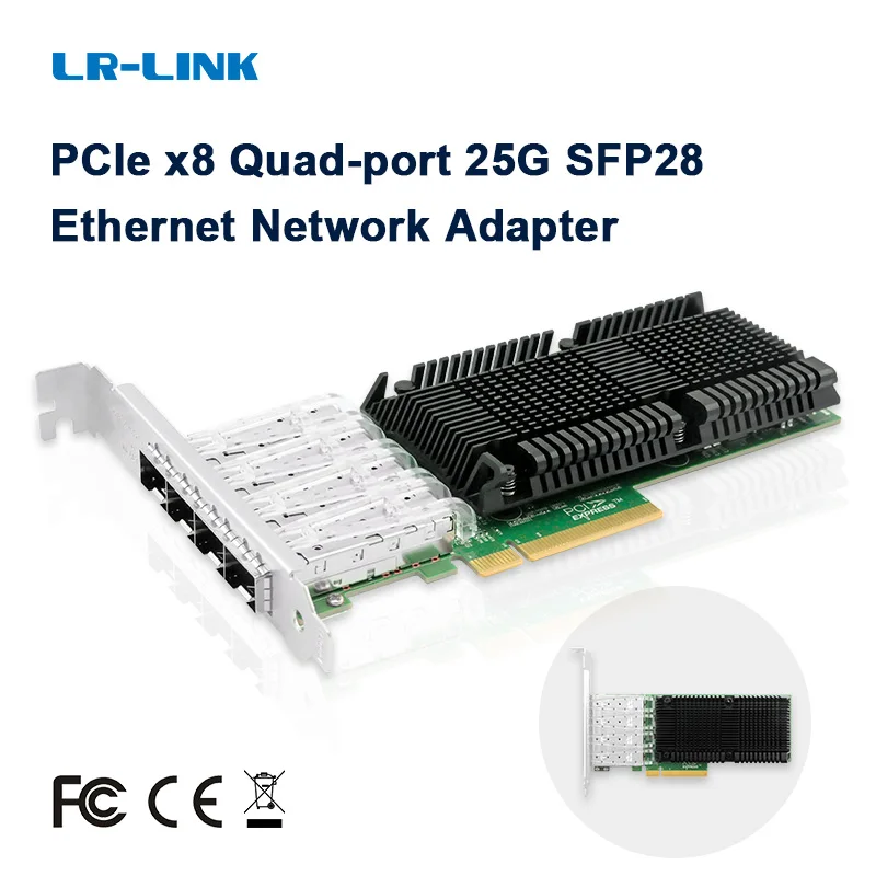 

LR-LINK 1027PF 25Gb PCI-E Network Card NIC Based on Intel E810 Chip, Quad SFP28 Port 25G PCI Express x8 Ethernet Adapter