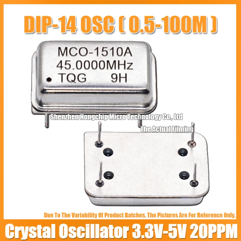 (2PCS) DIP-14 45M 45MHZ 45.000MHZ Rectangular Full Size Active Crystal Oscillator 3.3V-5V-Compatible 15PF 20PPM