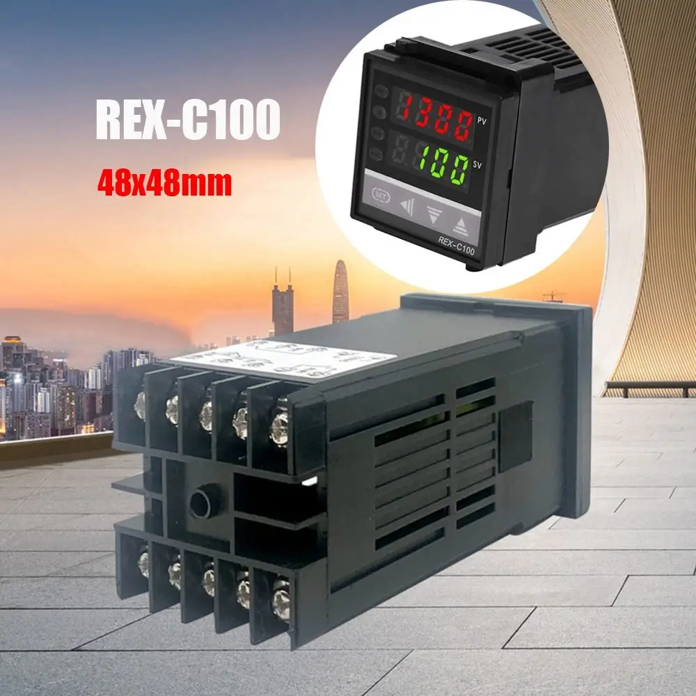 110V to 240V Digital PID Thermostat Dual with K Type Probe Sensor 0 to 1300 Degree Temperature Controller Universal Input Output
