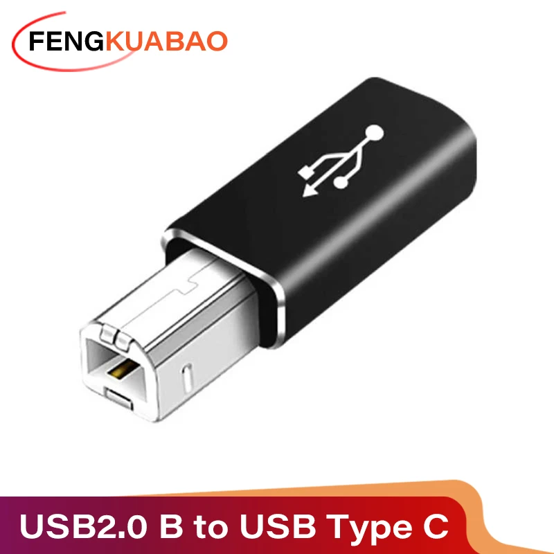 USB 2.0 B to Type C Cable Adapter Printer Conversion Connector for Printer Scanner Electric Piano USB C Cable Converter