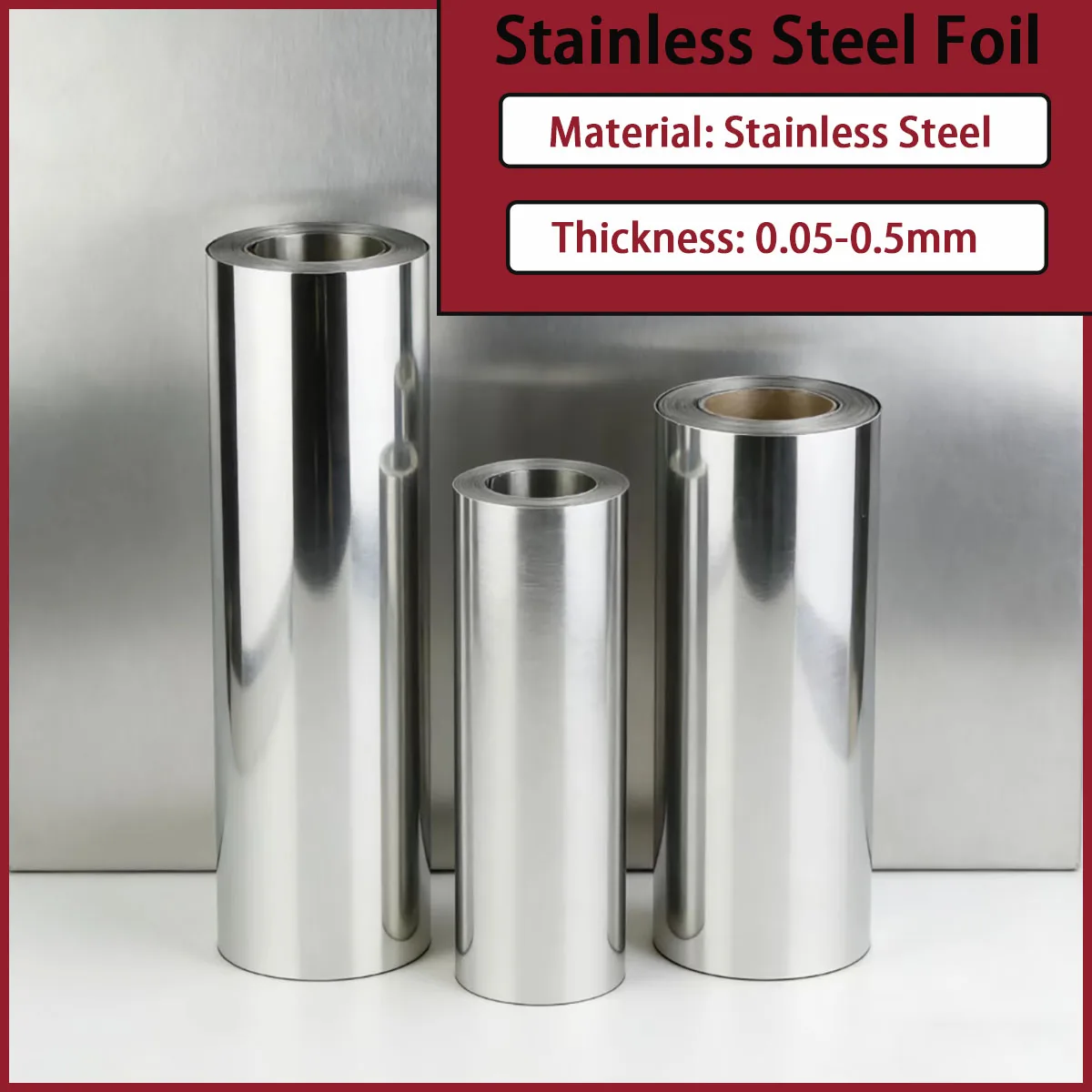 Stainless steel foil thin steel strip with a thickness of 0.05-0.5mm is used in electronics, packaging, aerospace, etc