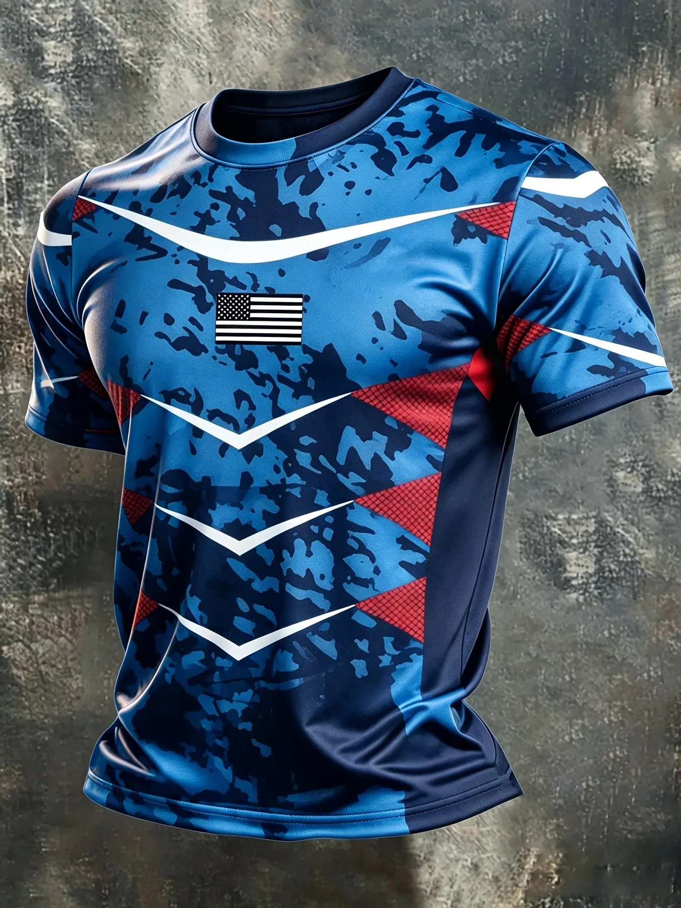 New Unisex Vintage Camouflage American Flag T‑Shirt Men Women Short Sleeve Tops Fitness Training Active‑Wear Casual Sport Tees