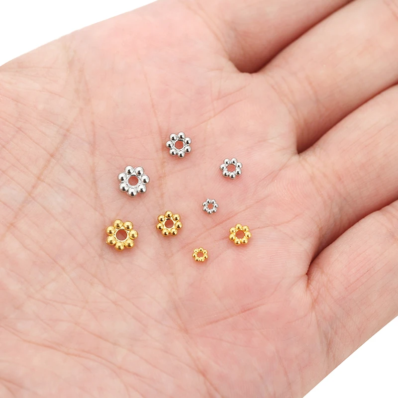 20-50pcs Stainless Steel Daisy Spacer Beads for Jewelry Making Gold Round Handmade Loose Beads DIY Bracelet Necklace Supplies image 6