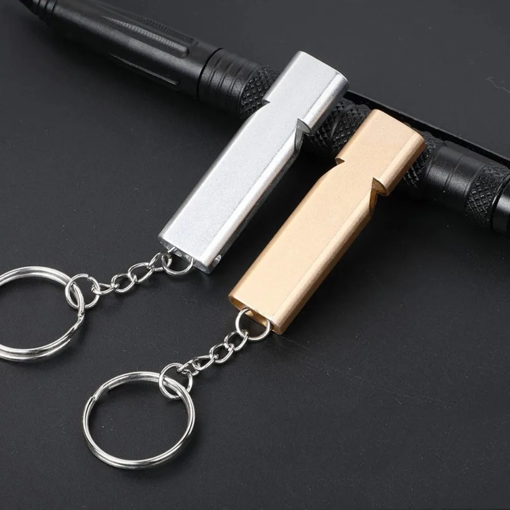 

Flat Aluminum Alloy Dual Frequency Survival Whistle Double Tube Outdoor Survival Survival Whistle Equipment EDC Tool