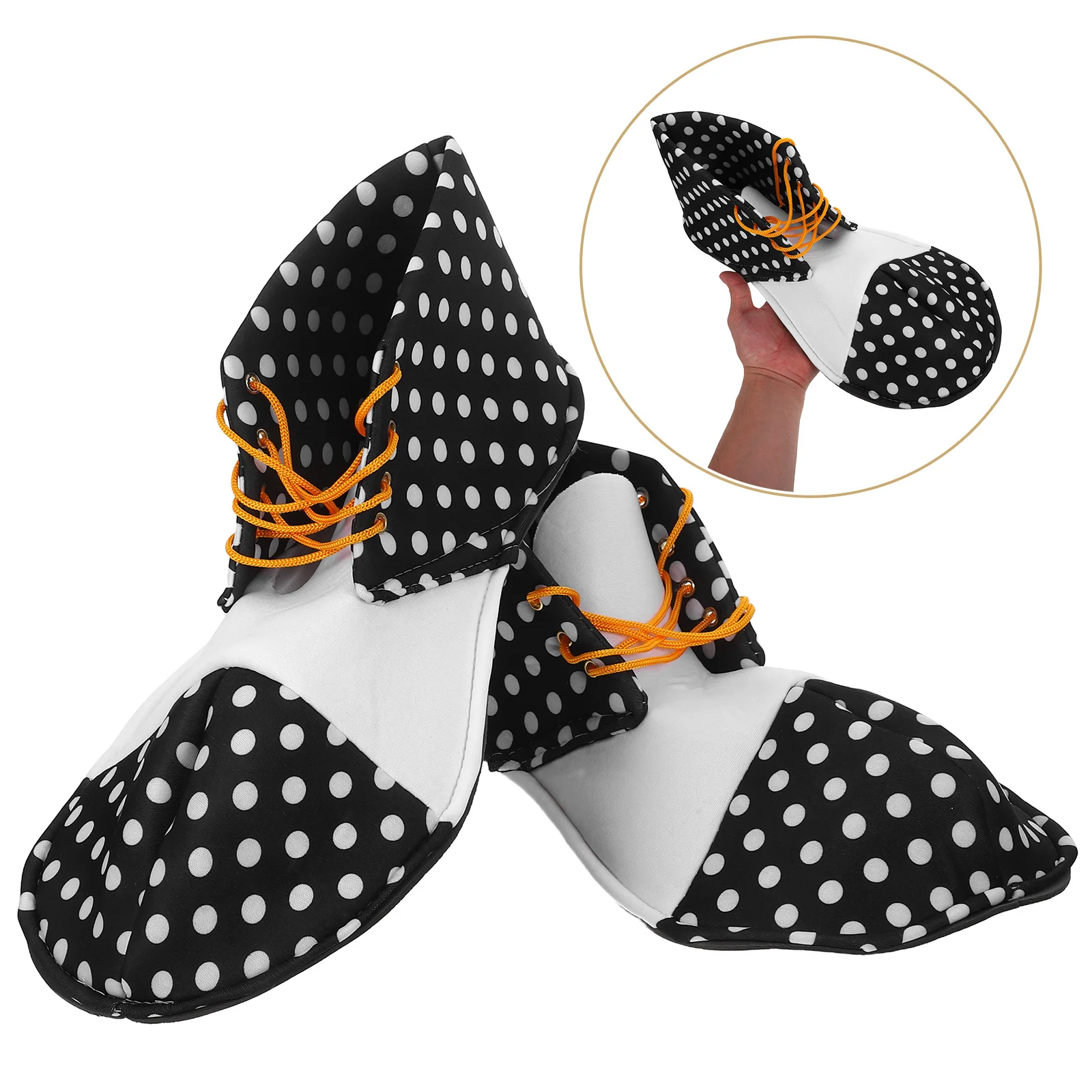 1 쌍 블랙 화이트 도트 광대 신발 할로윈 의상 액세서리 재미 있은 코스프레 파티 착용 남성 여성 카니발 유니섹스 신발