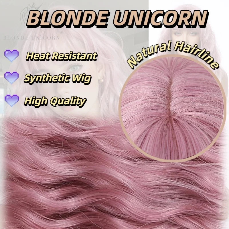 Pink Short Wavy Synthetic Wig with Full Bangs for Women Heat Resistant Natural Look Hair for Daily Party and Cosplay Use image 2