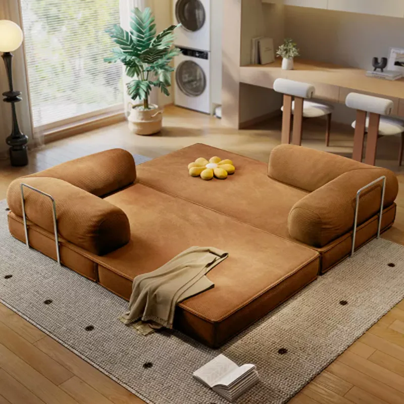 Full sponge sofa, living room tofu block vacuum compression folding skin-friendly sofa bed, combination