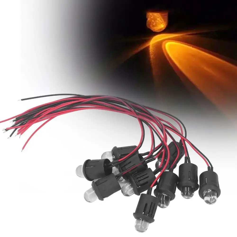 

10PCS Easy Installation 10mm LED Light Lamp Bulb 12V Water Clear Bulb Pilot Light Indicator Board Indicator Car Use