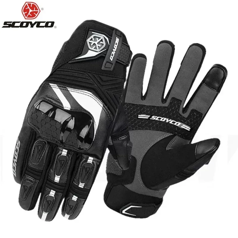 Winter Warm Carbon Motorcycle Gloves Riding Racing Guantes Touch Screen Men's Motorcross offroad waterproof Equipment  SCOYCO