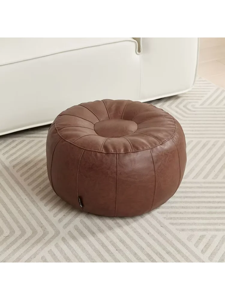 Unstuffed Faux Leather Footstool Toys Old Clothes Storage Bag Bay Window Tatami Cushion Cover