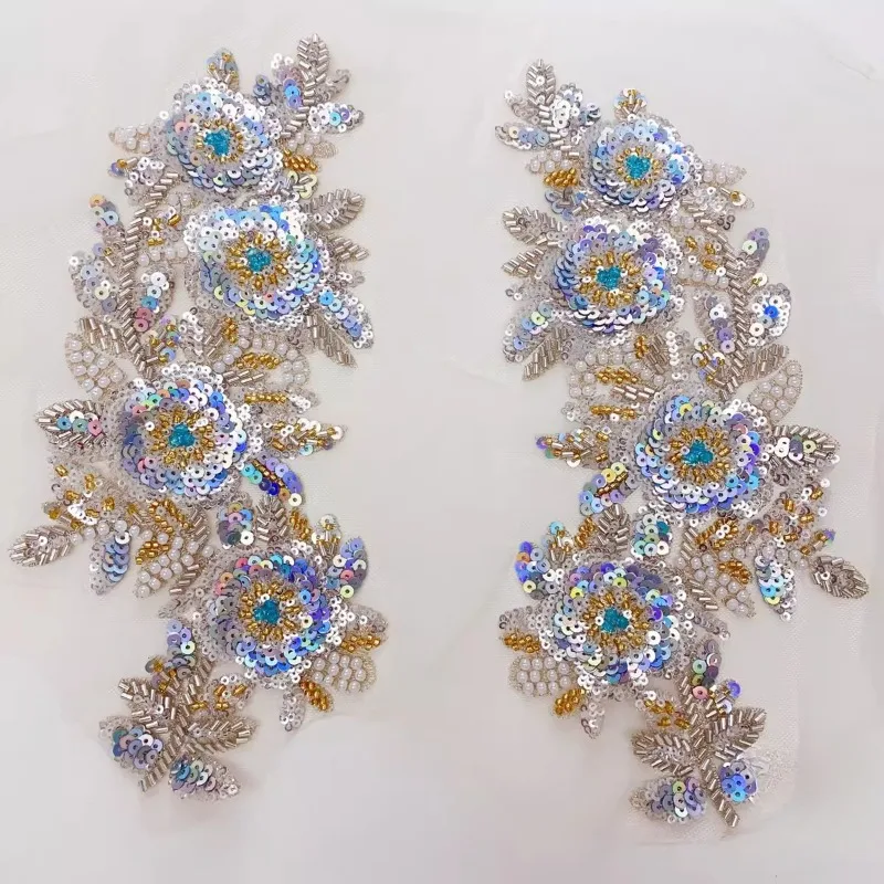 

Shining Silver Sequins for Pair - flower DIY Handmade Sequin Embroidery Ideal for Decorating Wedding Dresses and Gowns