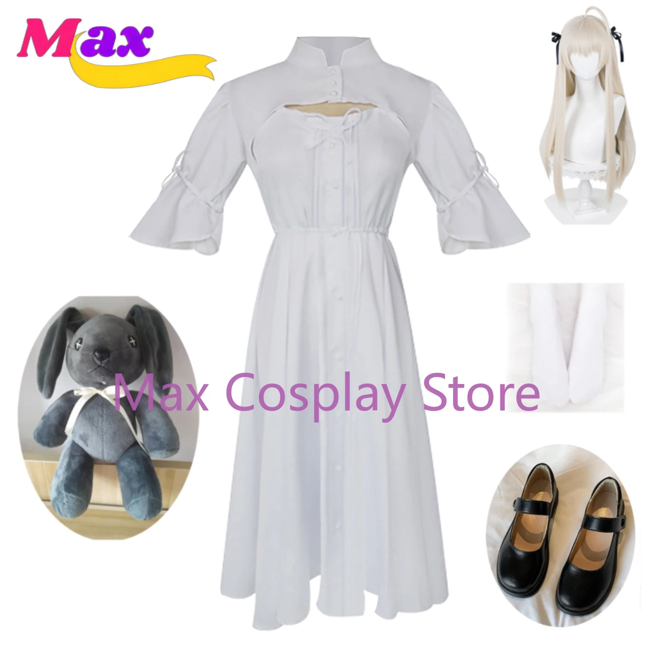 Max Cos Anime Yosuga no Sora Cosplay Kasugano Sora Cos Japanese Sweet White Dress + Cape Costume Women French Skirt Customize