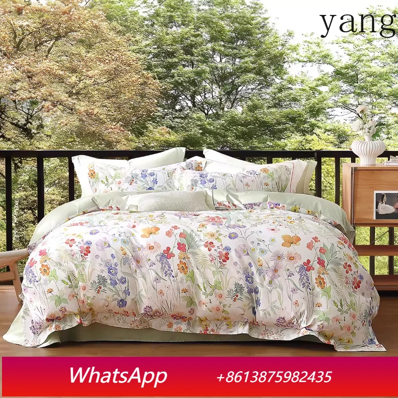 Yjq home textile bedding 60 long-staple cotton four-piece light luxury kit pastoral quilt cover bed sheet